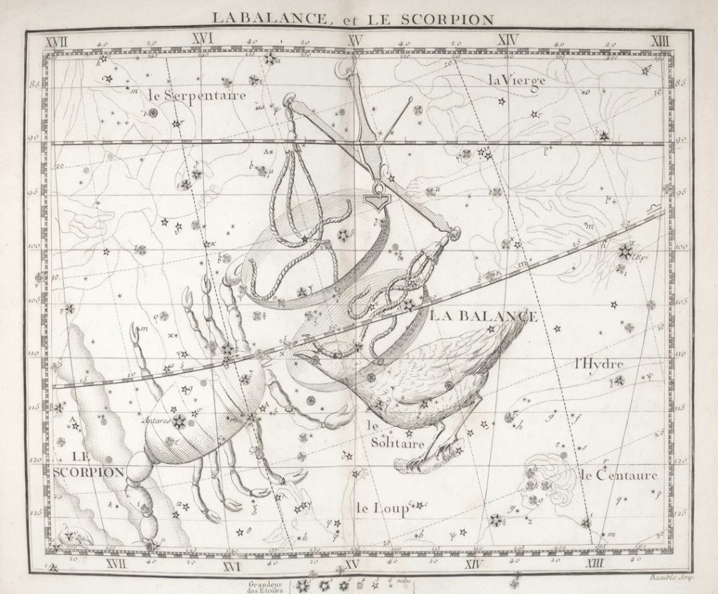Libra and Scorpius constellation map