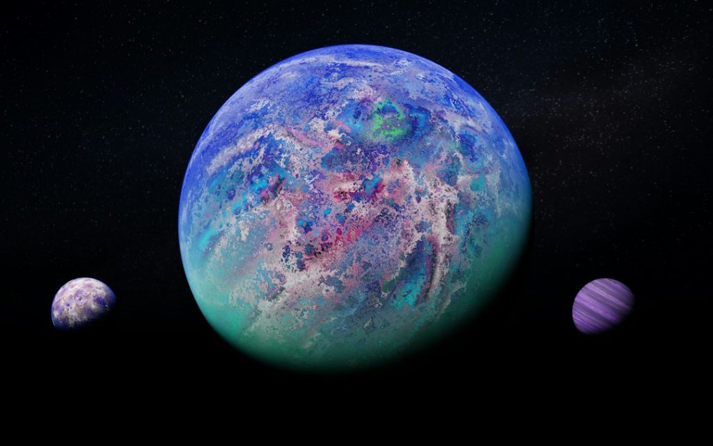 Mercury retrograde planets in a starry sky